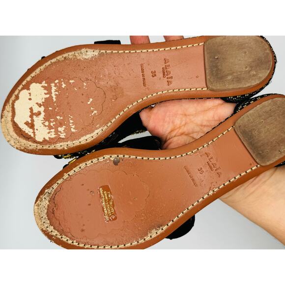 Alaïa Woven Black and Gold Embellished Sandals size EU 35 / US 5 - Picture 7 of 10